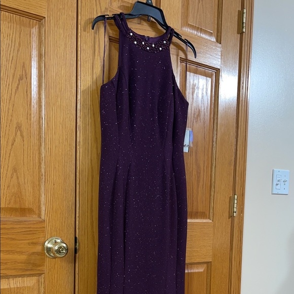 Formal Dress Sizes 10 12 14 Purple Mermaid Glitter Sparkle Beaded Neck NIGHTWAY - Picture 9 of 11